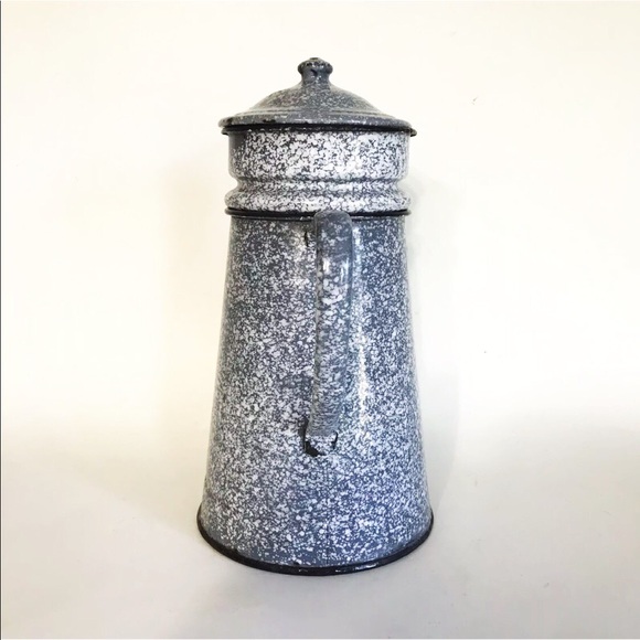 Vintage Farmhouse Kitchen Enamelware Coffee Pot - Picture 2 of 8